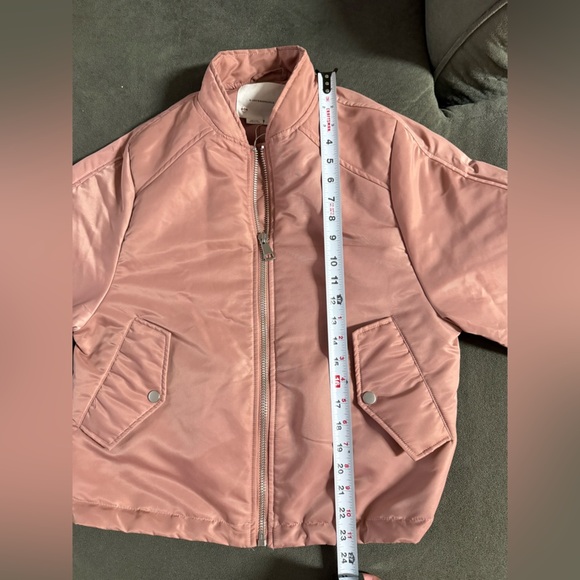 Anthropologie Pink Bomber Jacket with 2 Pockets & Ribbed Cuffs - Picture 10 of 12